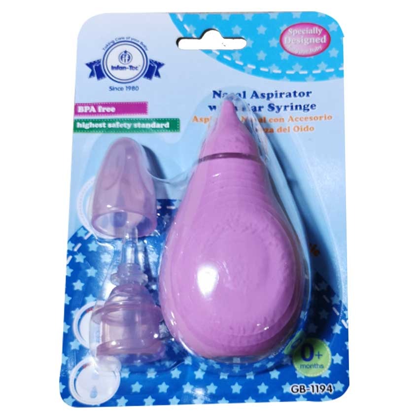 Aspirador nasal para bebe en silicona + accesorio limpieza oido