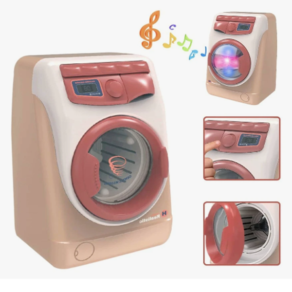 Lavadora de juguete interactiva con luces y sonidos. Esta lavadora realista es el regalo perfecto para que tus hijos jueguen y puedan desarrollar habilidades de la vida real mientras se divierten.